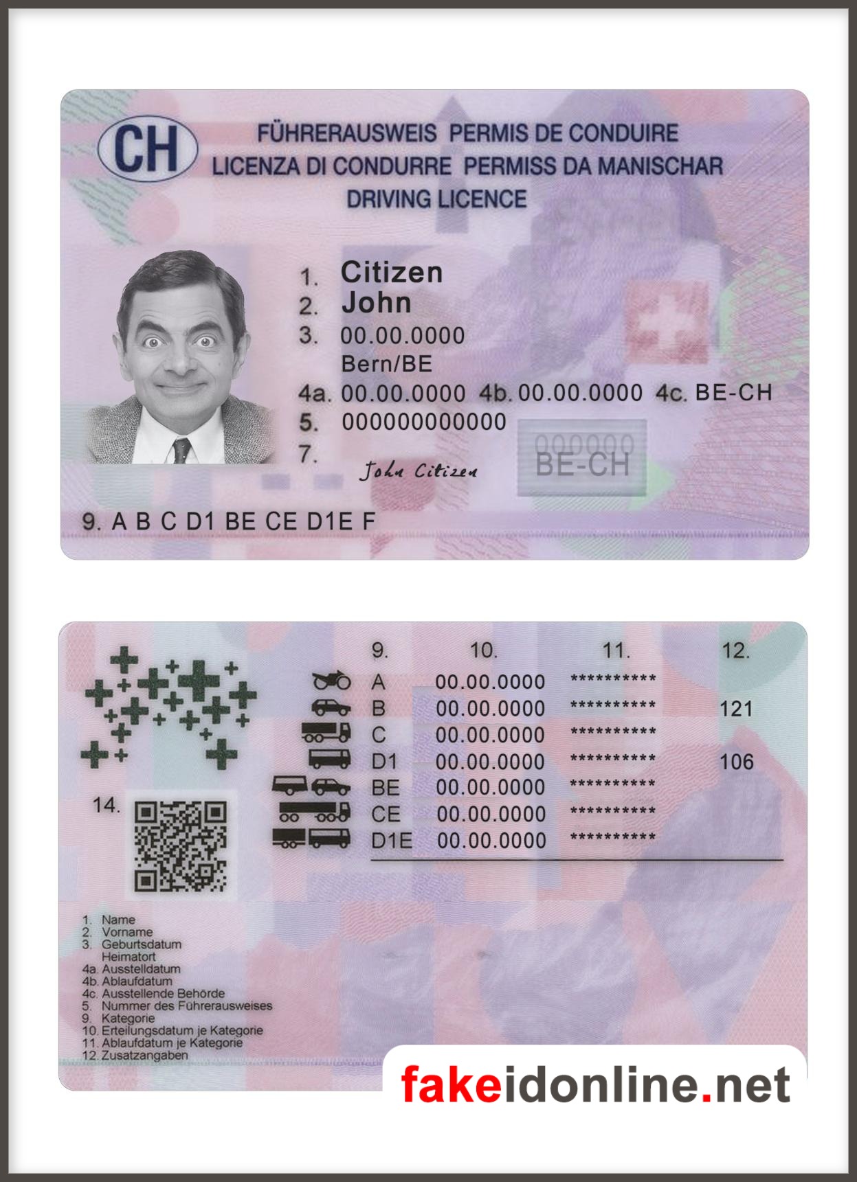 Switzerland Driver License PSD Template
